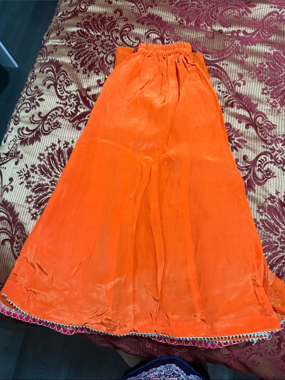 Girls Orange Embroidered Party Costume Dress